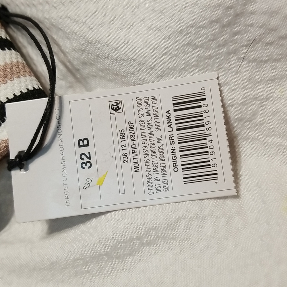 NWT STRAPLESS STRIPED UNDERWIRE MOLDED CUP BIKINI SWIM SWIMSUIT BRA TOP 32B - Picture 3 of 5